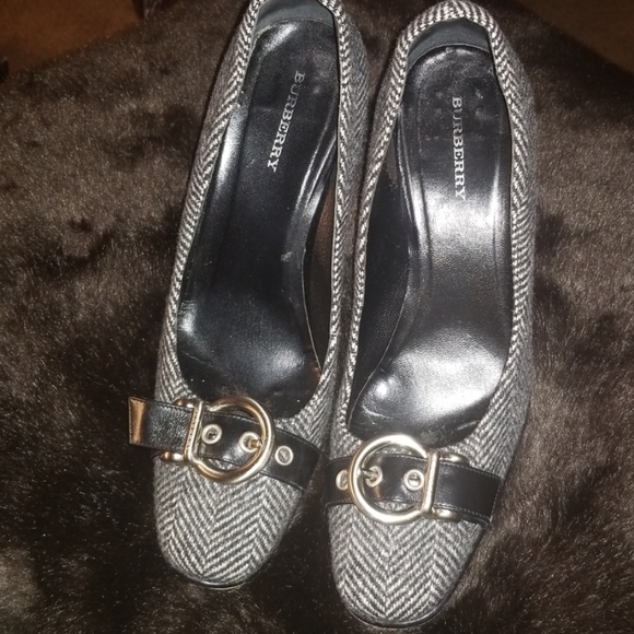 Burberry Herringbone and Leather Heels - Picture 1 of 7